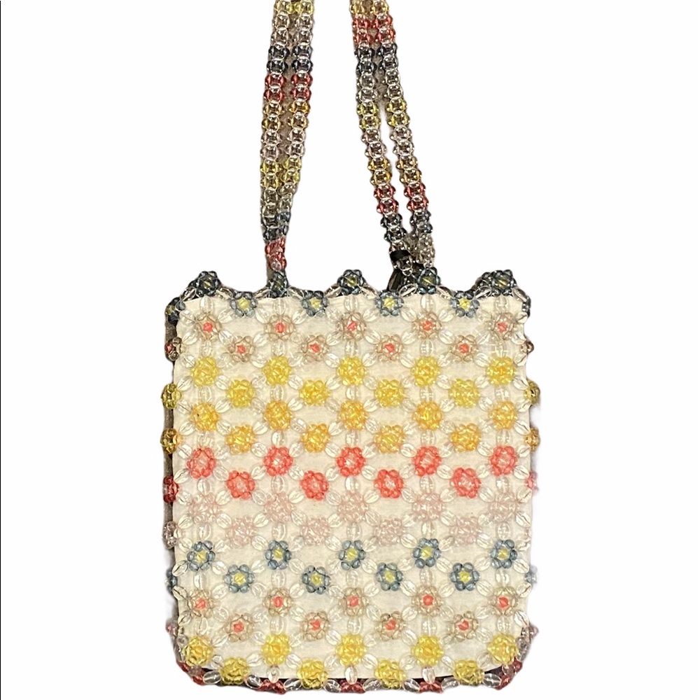 Cynthia Rowley Beaded Floral Crossbody Bag in Cream, Yellow, Coral, Blue